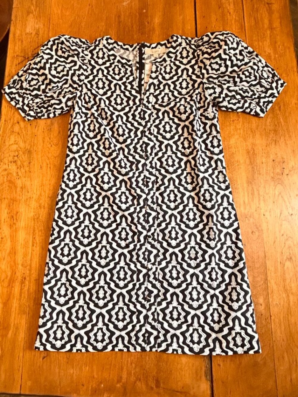 NWT - Loft dress, women's M, black and white print, poplin #whimsy #casual